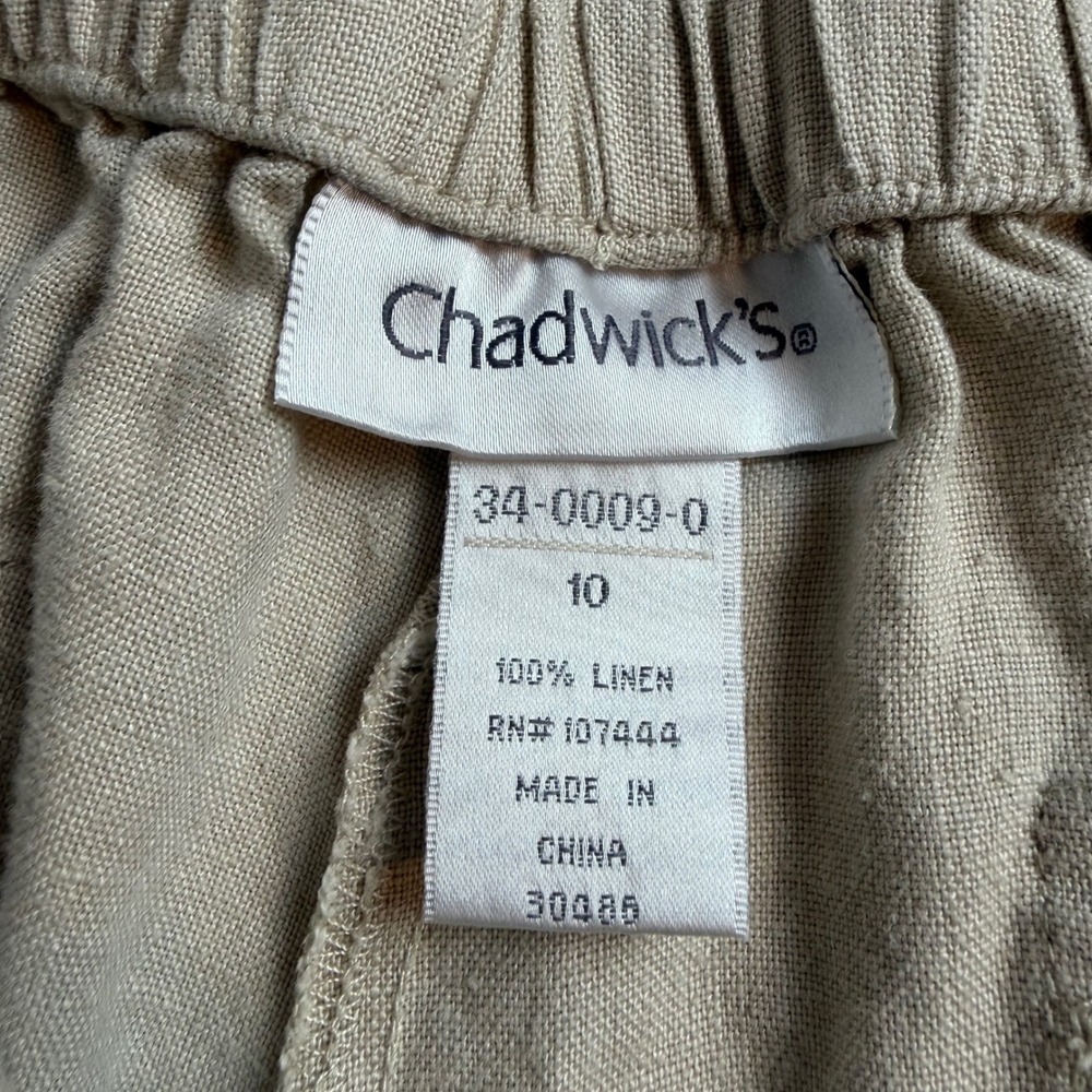 Chadwick's Womens 100% Linen Shorts Beige Button Front Drawstring Size 10 - Picture 3 of 9